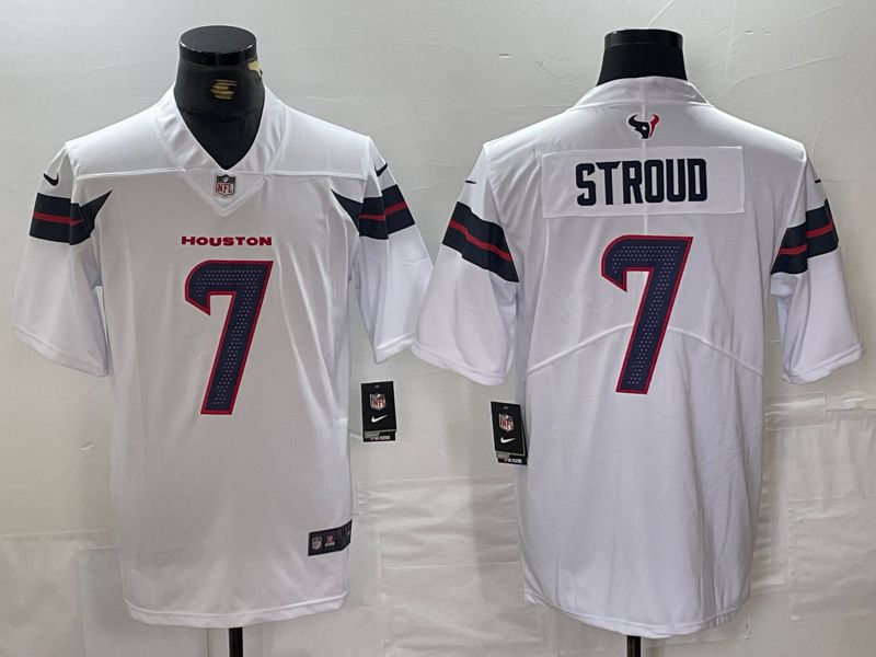 Men Houston Texans 7 Stroud White Second generations 2025 Nike Limited NFL Jersey style 1